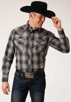 Roper Black And Grey Long Sleeve Shirt