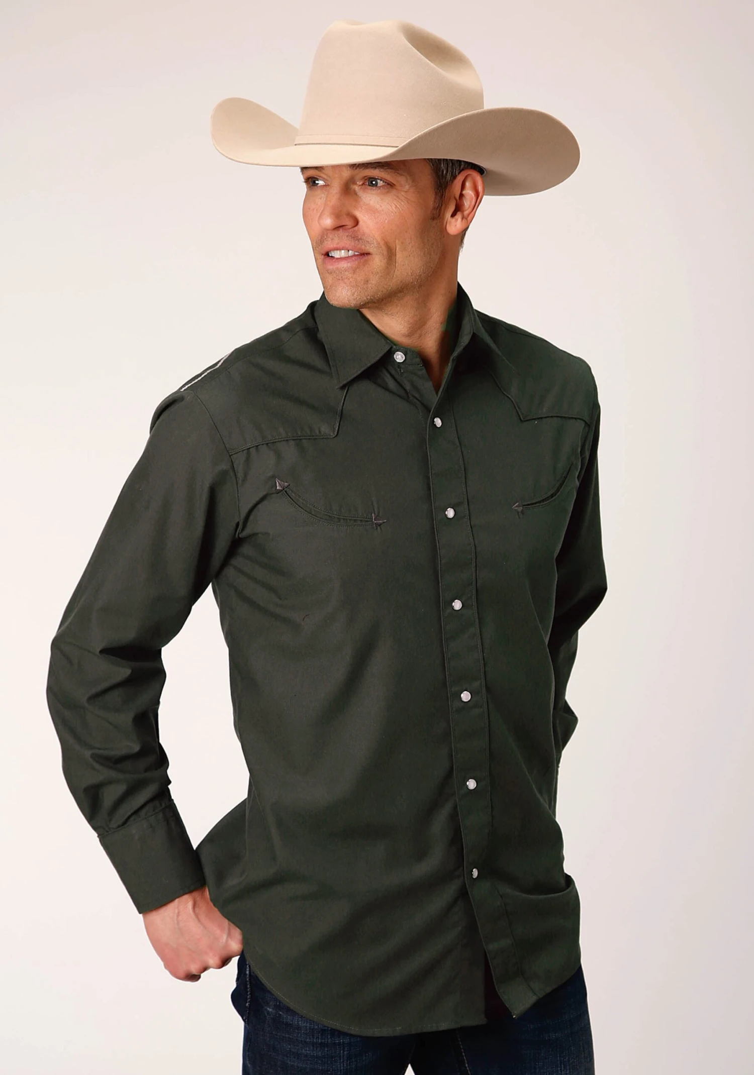 Roper Solid Charcoal Long Sleeve Western Shirt