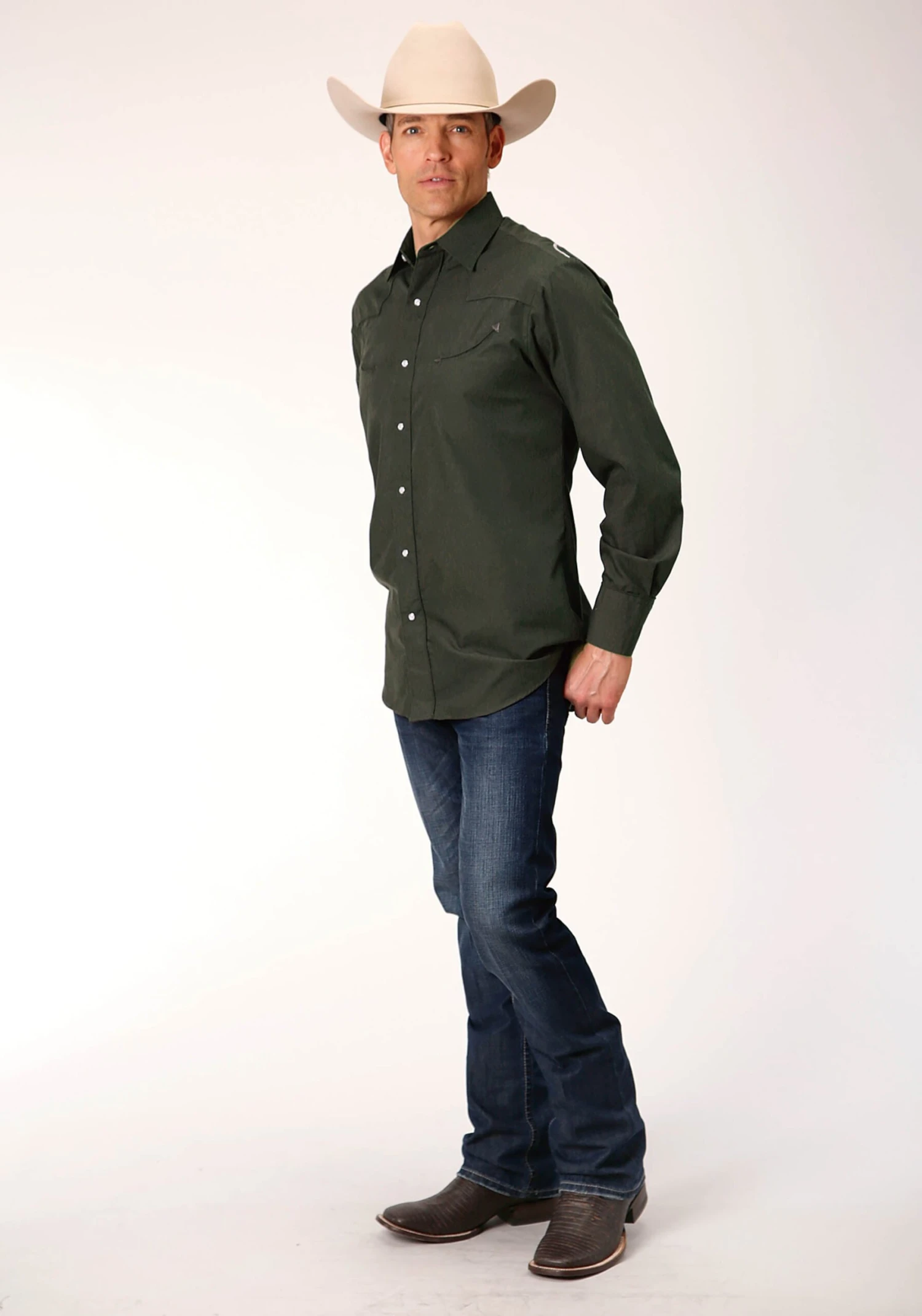 Roper Solid Charcoal Long Sleeve Western Shirt - Image 3