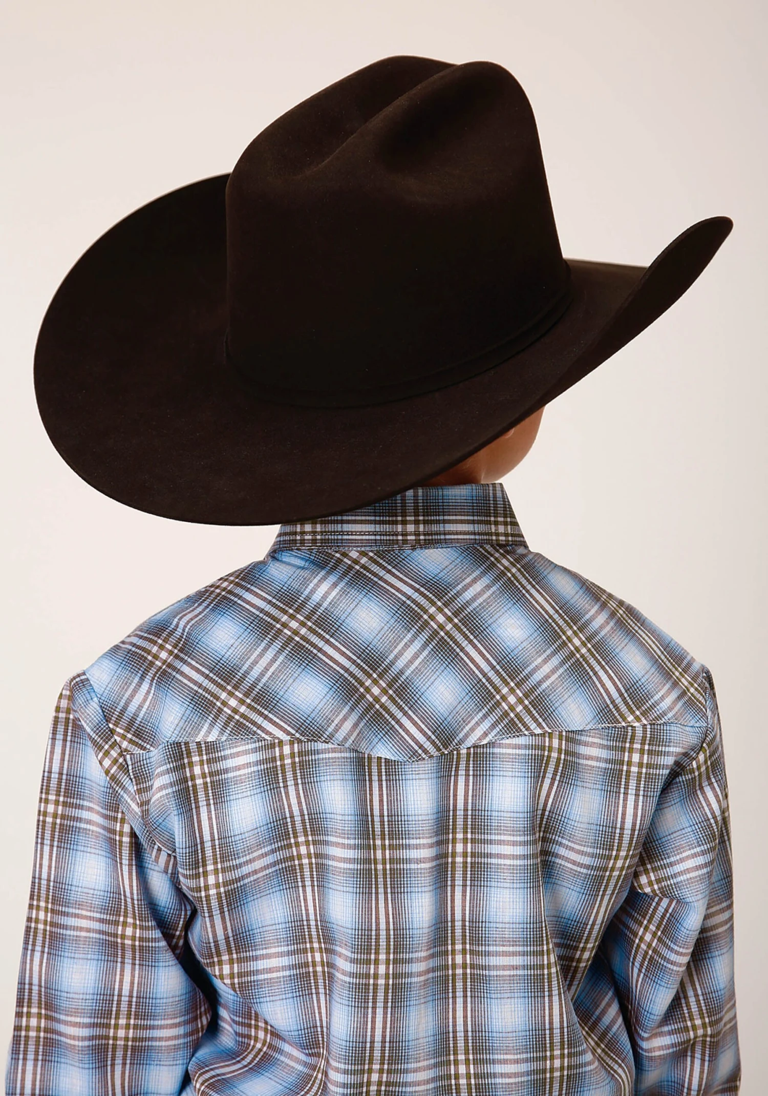 ROPER 1634 LT BLUE/CHOCOLATE/WHITE PLAID - Image 3