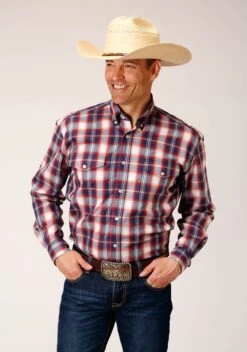 Roper Button Up Independence Plaid Long Sleeve Shirt
