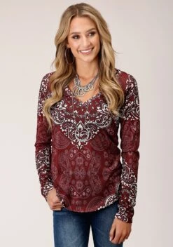 Roper Jersey Long Sleeve Blouse