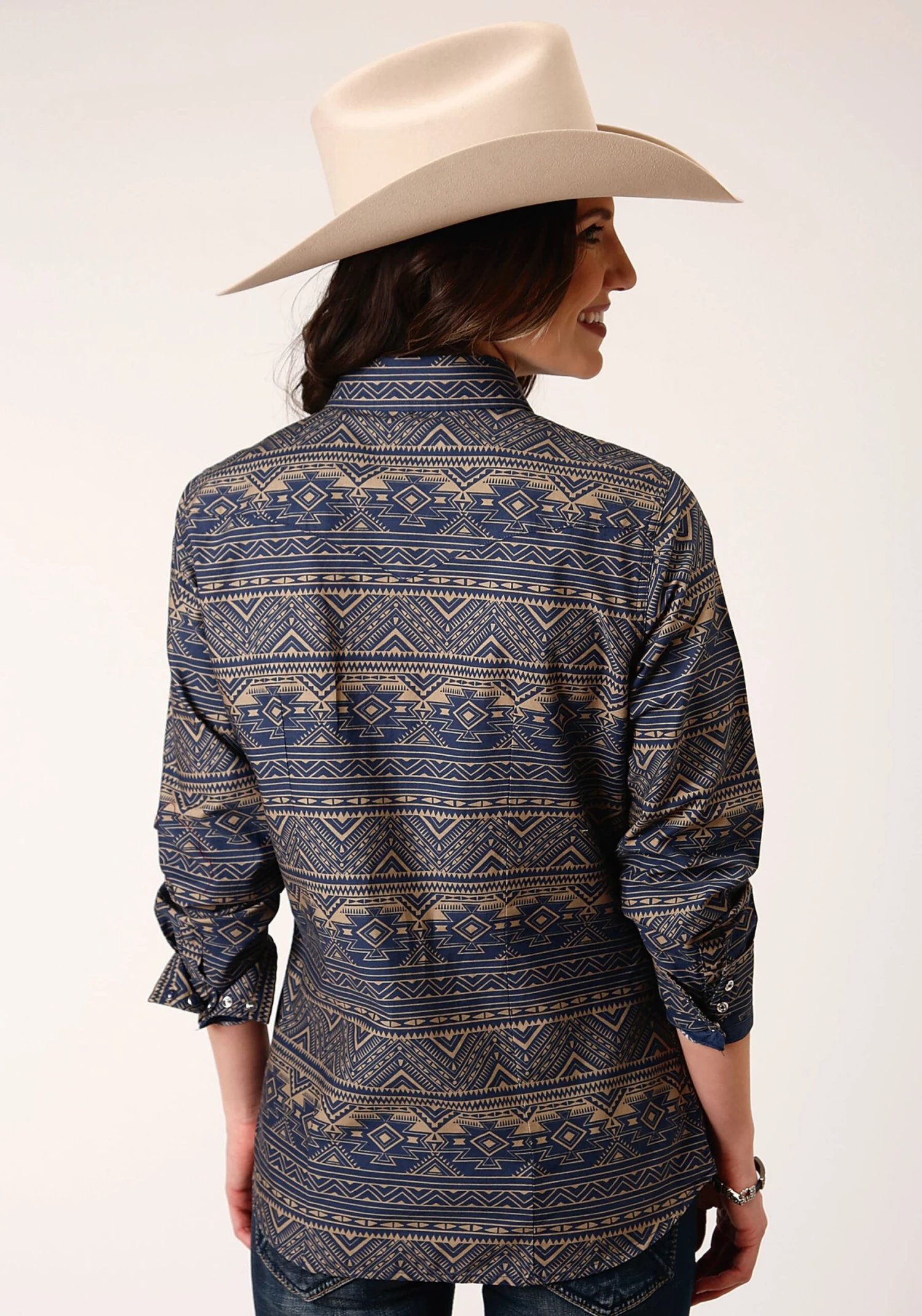 Roper Navy Horizontal Aztec Stripe Shirt - Image 3