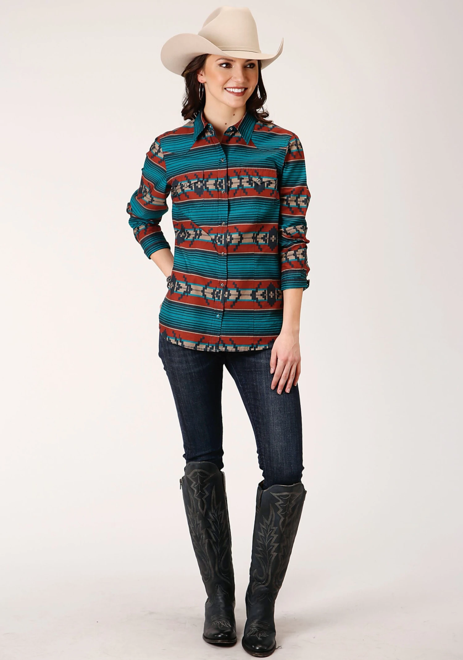Roper Ombre Aztec Long Sleeve Snap - Image 2