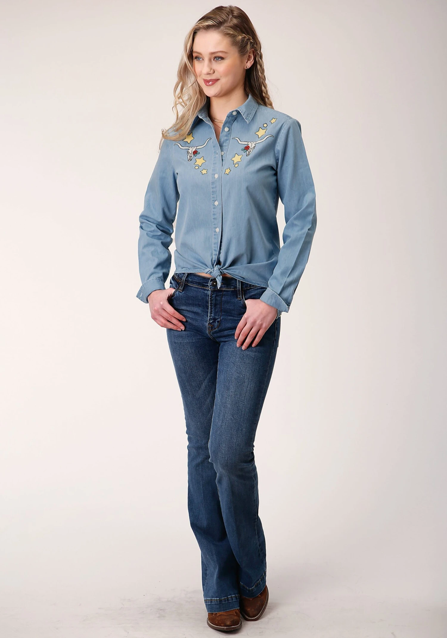 Roper Light Blue Cotton Denim Long Sleeve - Image 2