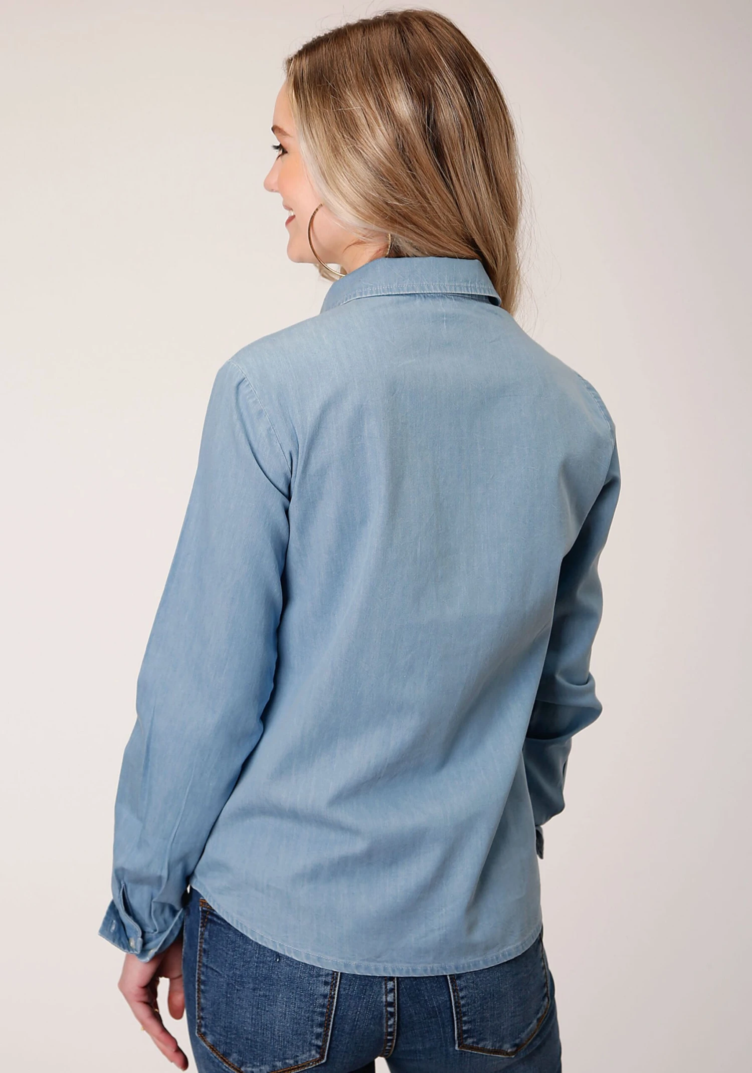Roper Light Blue Cotton Denim Long Sleeve - Image 3