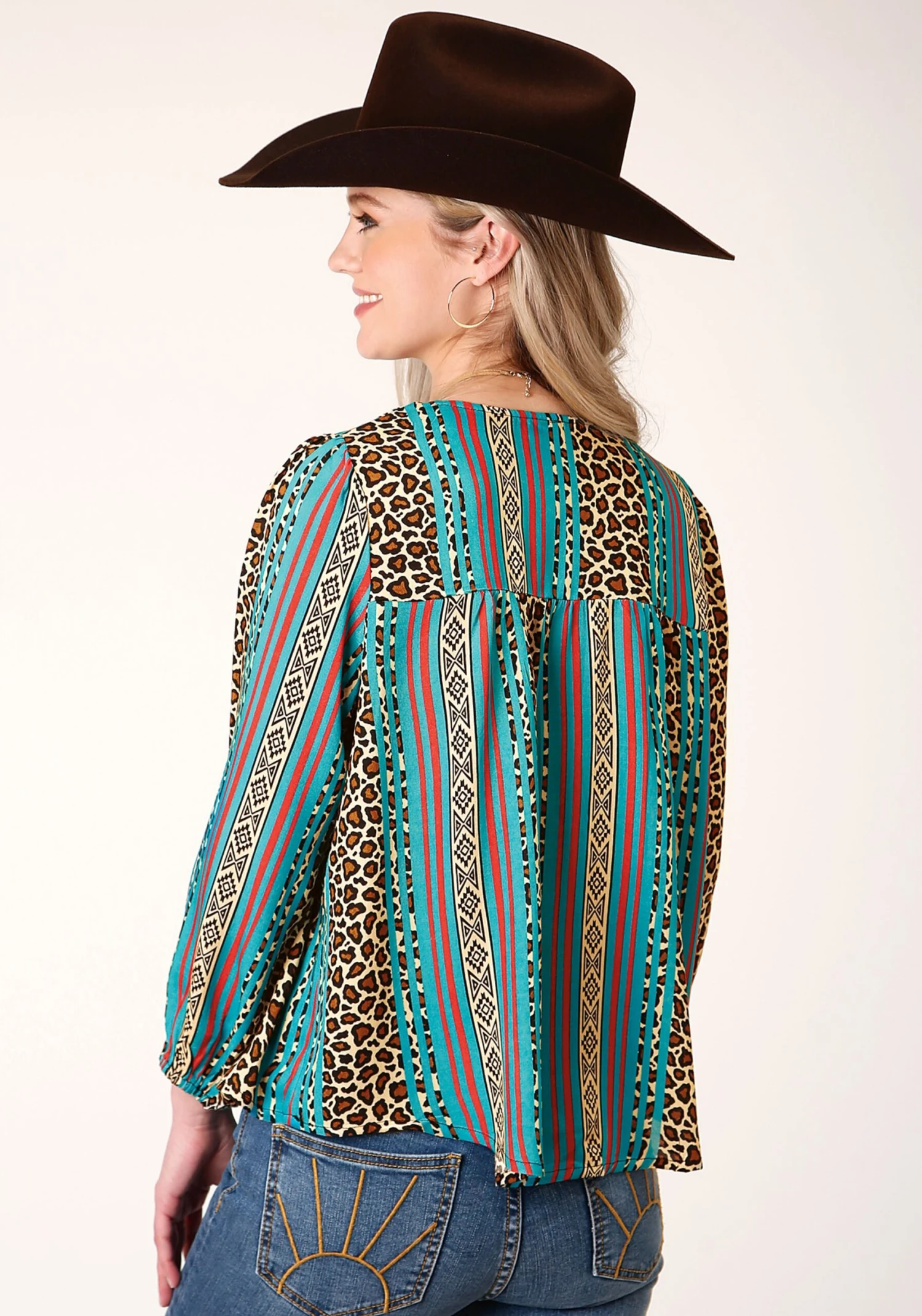 Roper Leopard Stipe Long Sleeve Blouse - Image 3