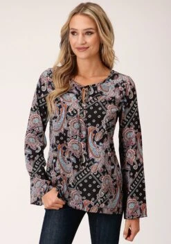 Roper Boho Paisley Long Sleeve Blouse