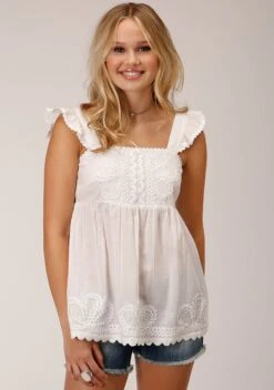 Roper White Cambric Cotton Tank Top