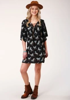 ROPER 1364 WILD HORSE PRT RAYON DRESS