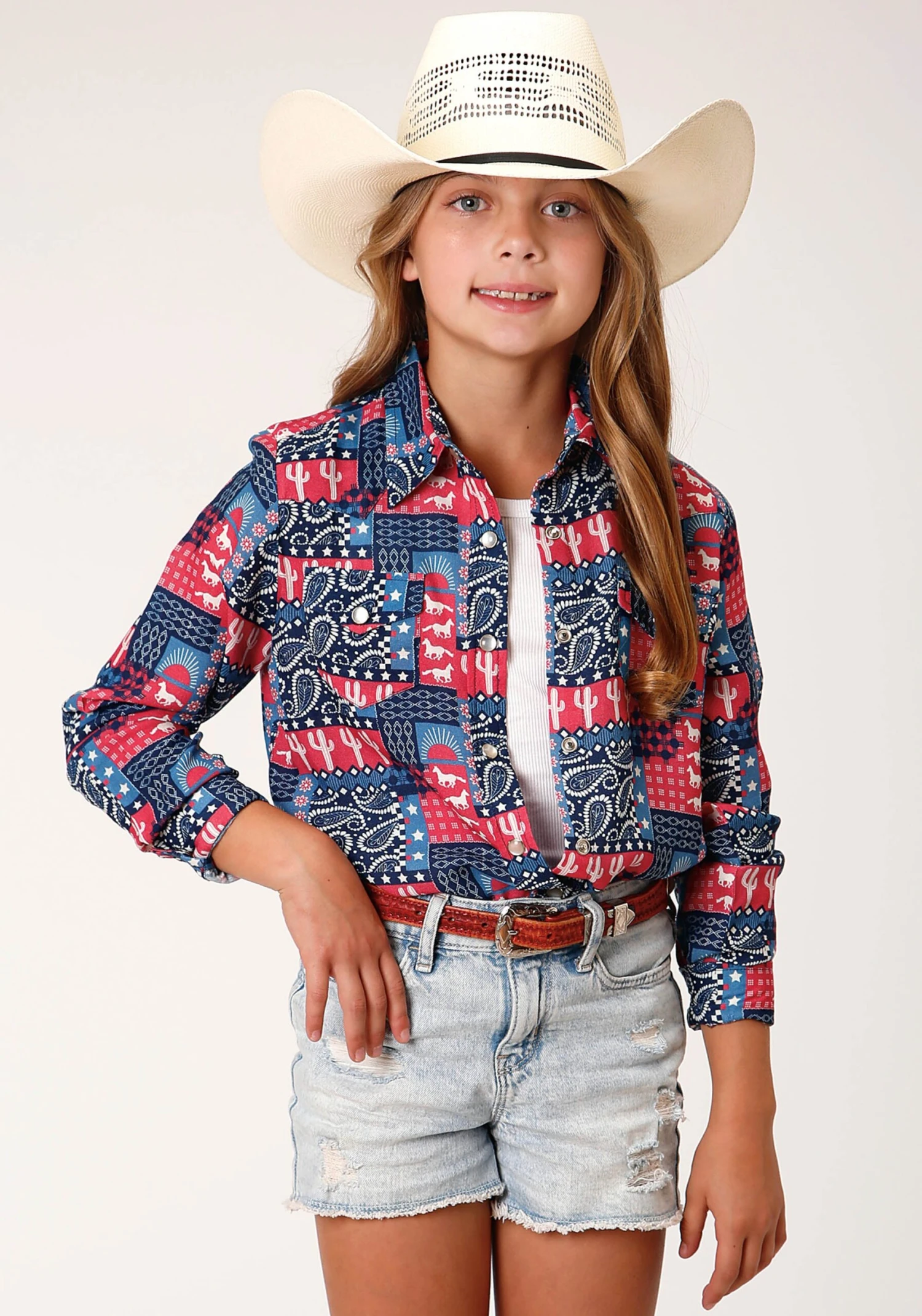 Roper Bandana Print Rayon Western Blouse