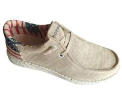ROPER BEIGE CANVAS WITH FLAG HEEL