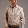 Stetson Khaki Paisley Long Sleeve Snap