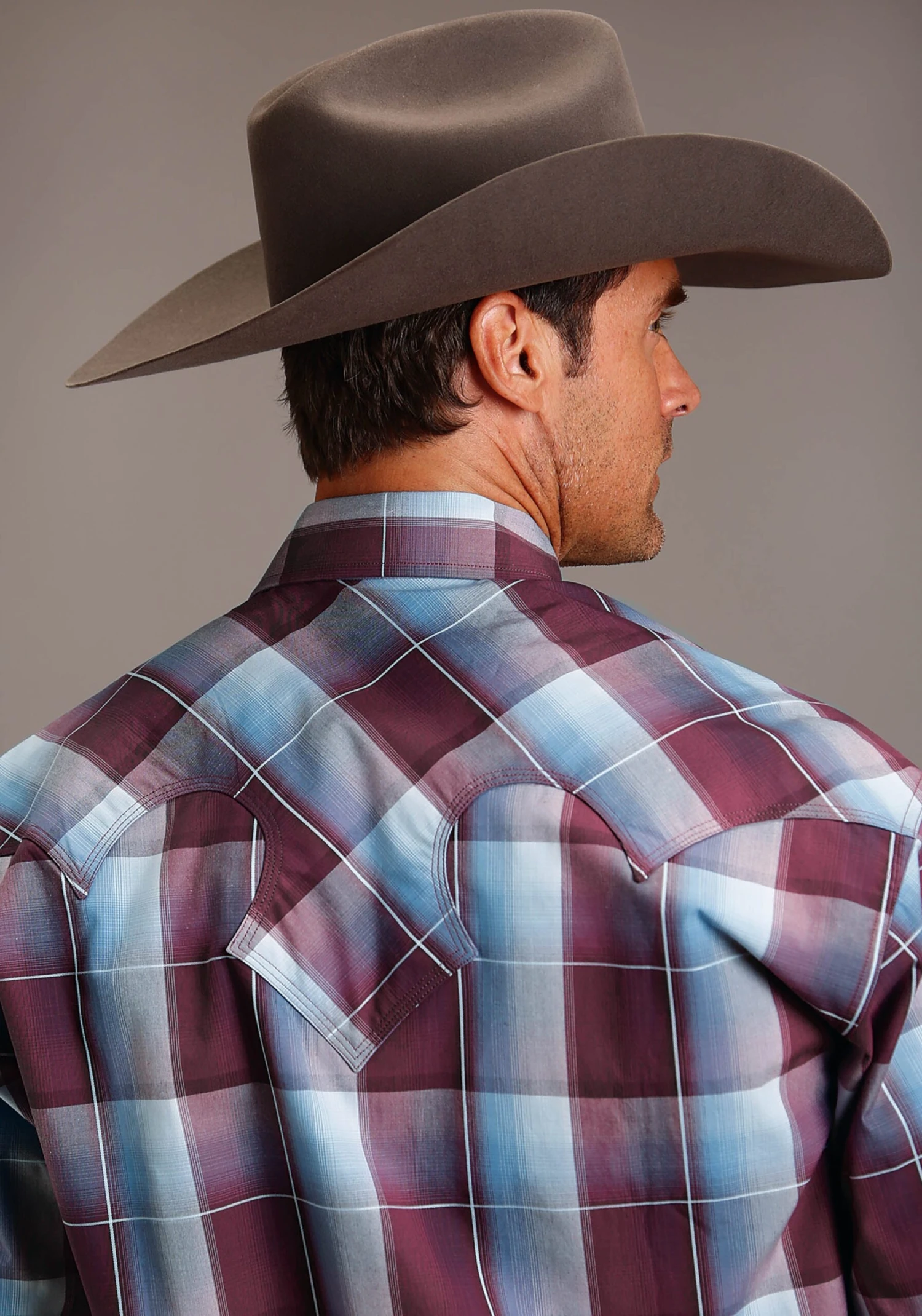 Stetson Wine Buffalo Plaid Long Sleeve Shirt - Image 2