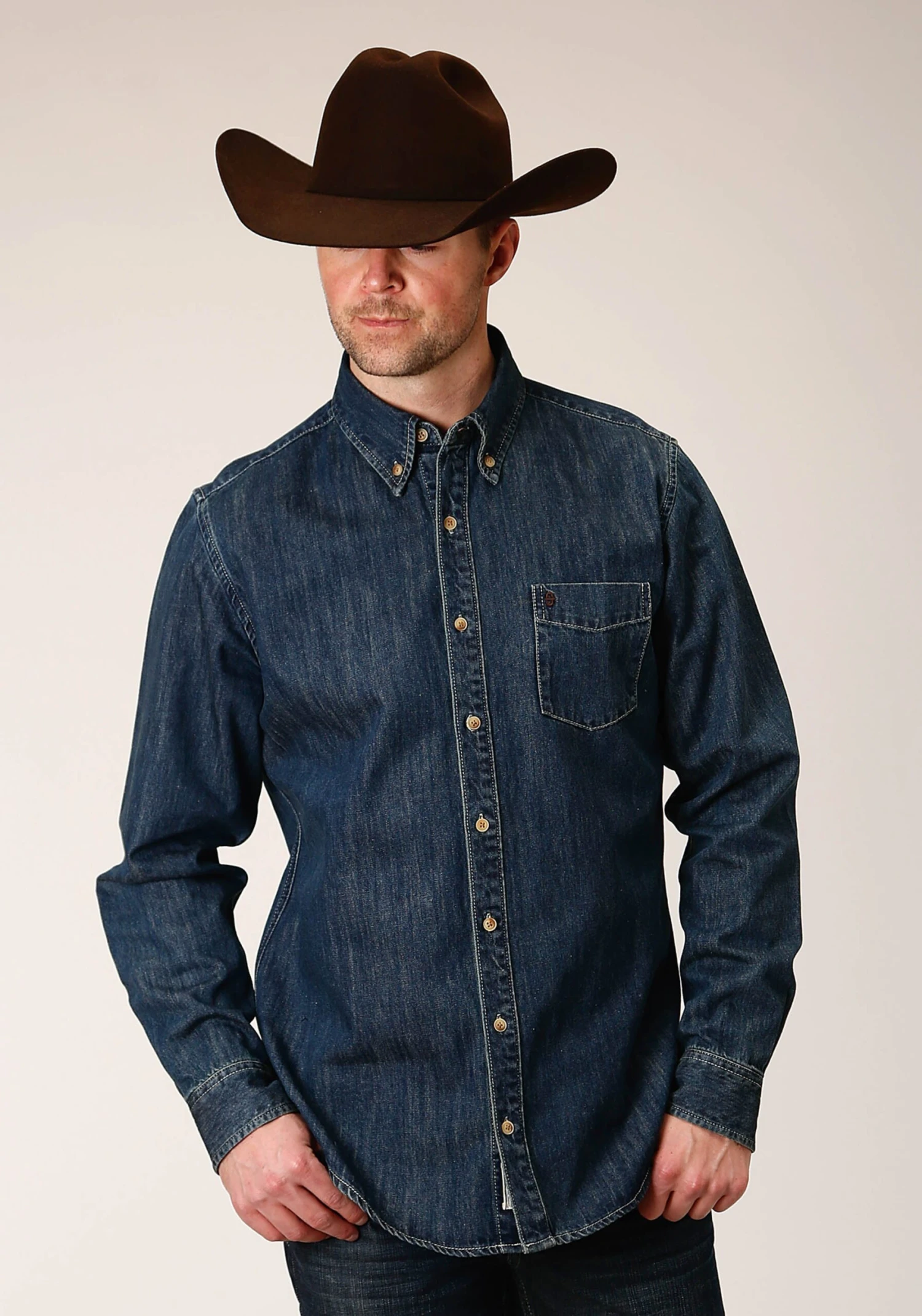 Stetson Blue Denim Long Sleeve Shirt