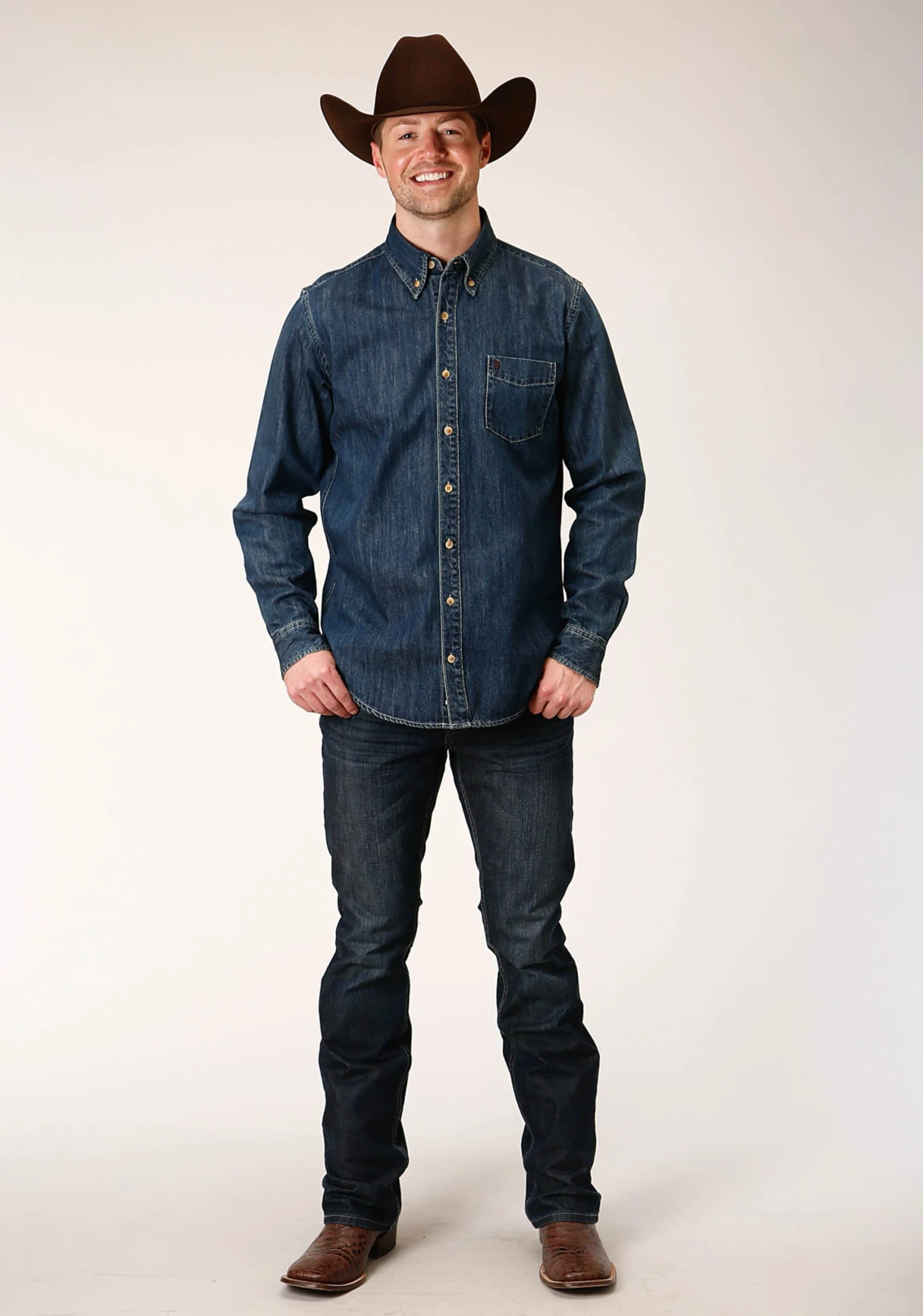 Stetson Blue Denim Long Sleeve Shirt - Image 2