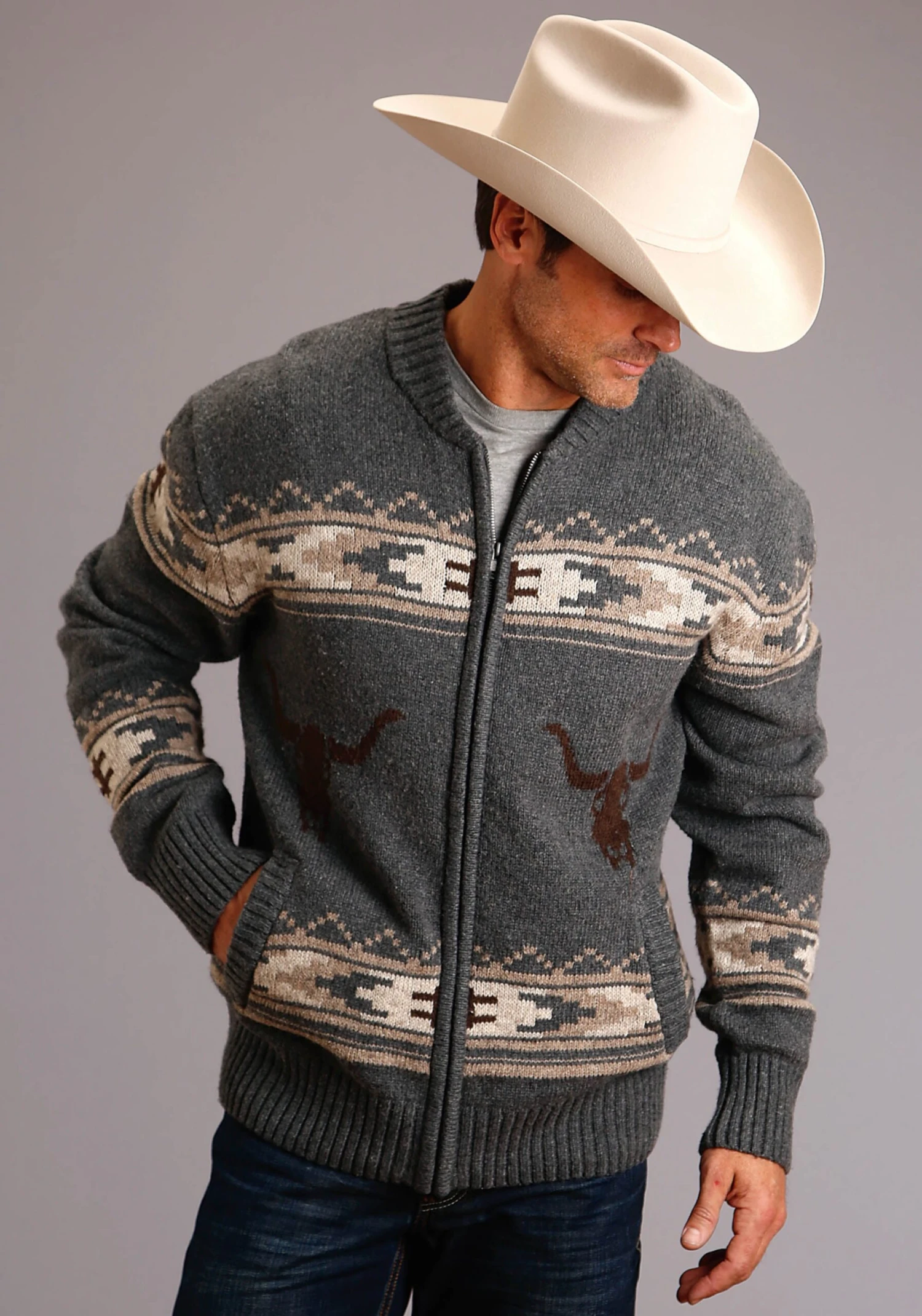 Stetson 1344 WOOL BLEND HEATHER KNIT CARDIGAN