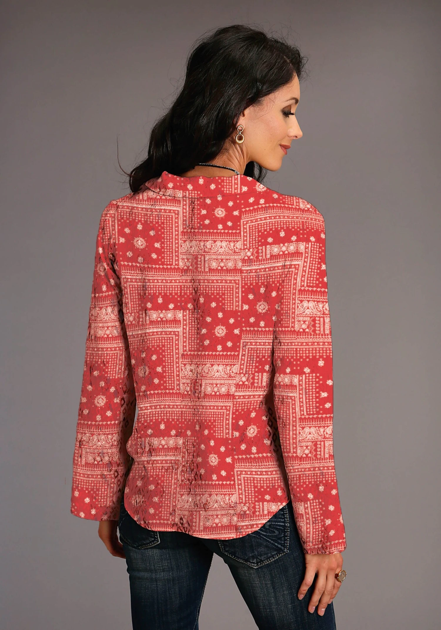 Stetson Bandana Patchwork Long Sleeve Blouse - Image 2