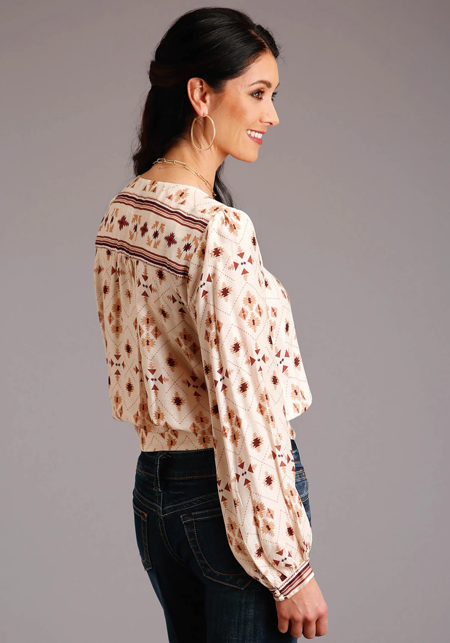 Stetson Rayon Herringbone Long Sleeve Blouse - Image 3