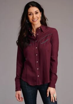 Stetson Solid Maroon Long Sleeve Shirt