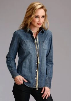 Stetson Light Weight Denim Western Long Sleeve Snap