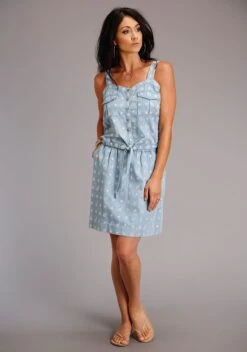 Stetson Blue Button Up Tank Top W/ Adjustable Straps