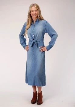 Stetson TENCEL DENIM DRESS W/SELF TIE FRONT