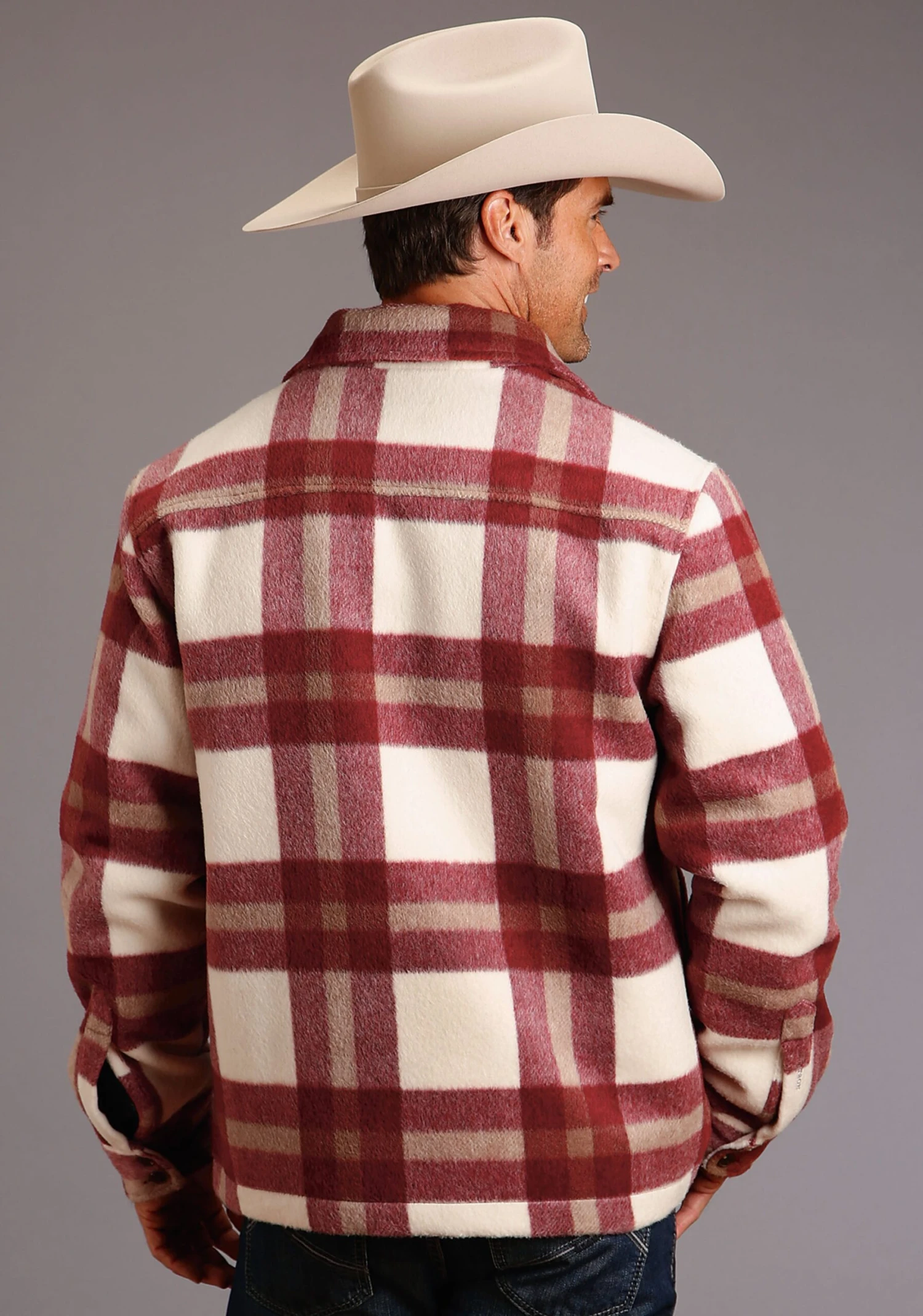 Stetson 1394 RED/CREAM PLAID WOOL BLEND COAT - Image 2