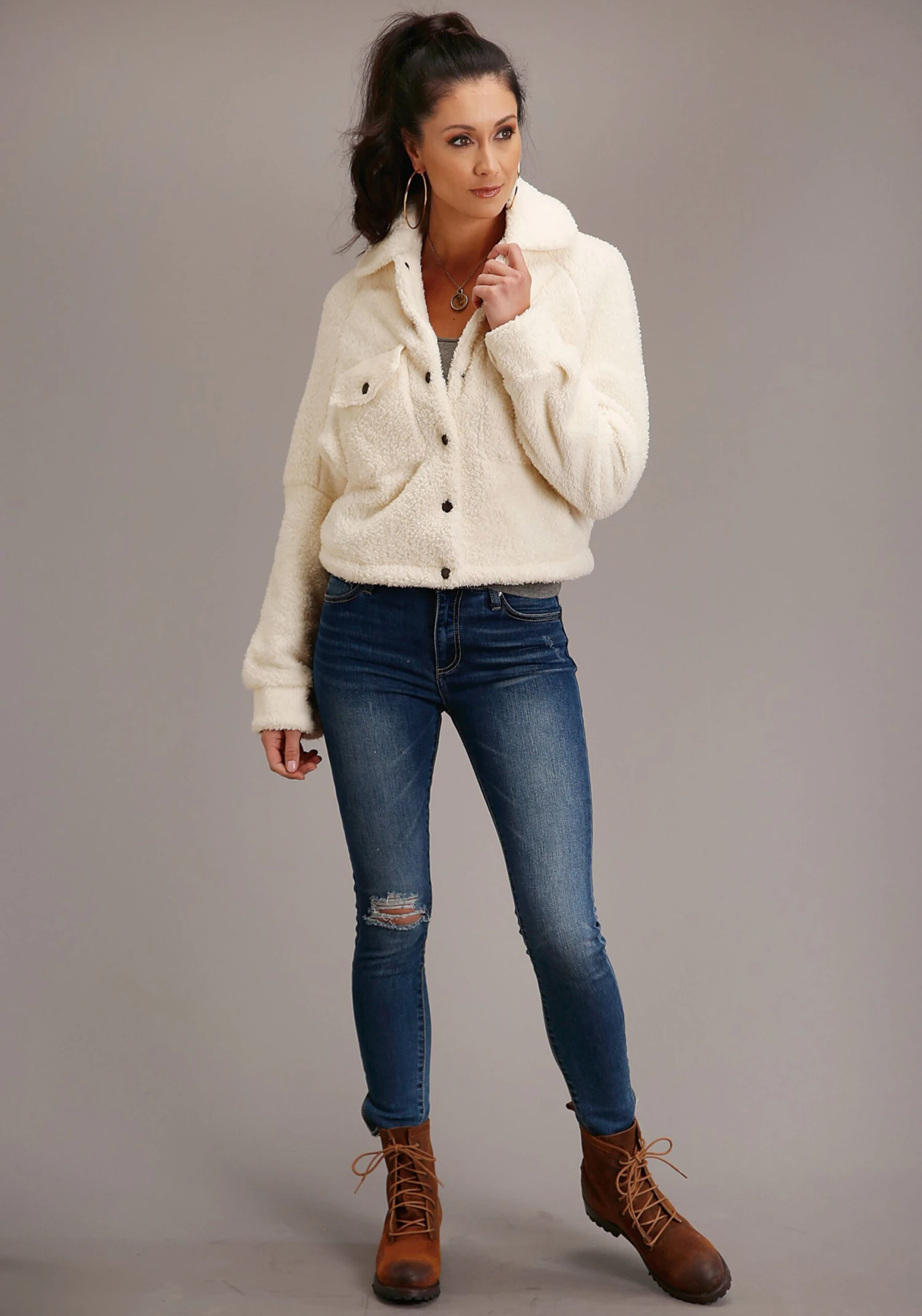 Stetson 1362 CREAM FAUX FLEECE TEDDY BEAR JCKT - Image 2