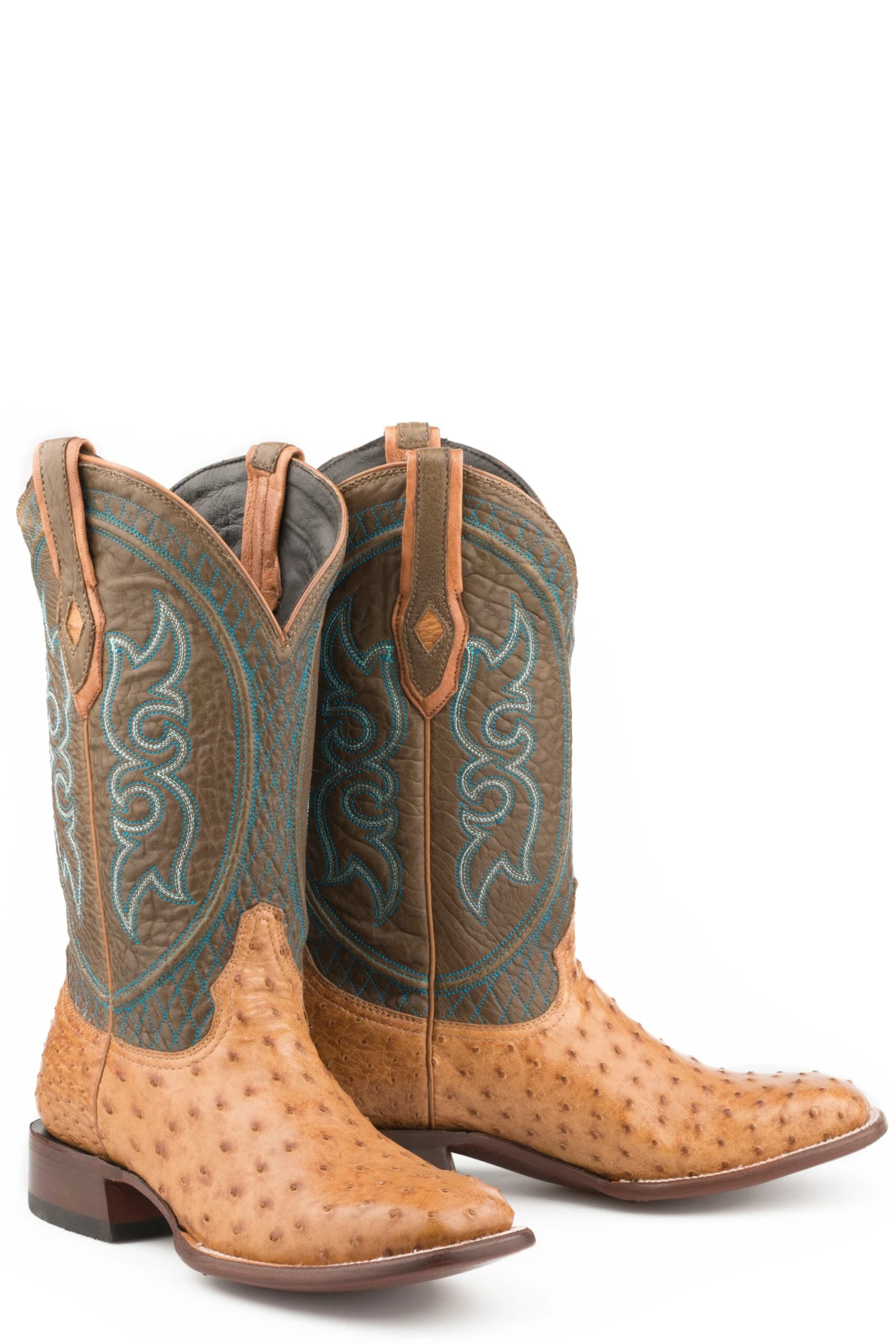 John B. Stetson Antique Saddle Ostrich Square Toe Boot - Image 2