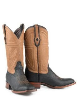 John B. Stetson Brown Shark Square Toe Boot