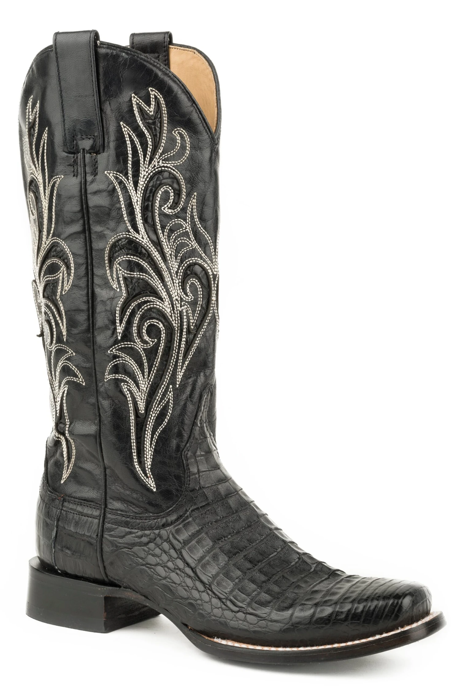 Stetson Black Caiman Snip Toe Boot